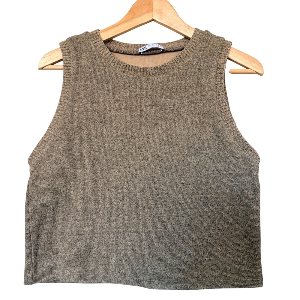 Zara Knit Tank Top Brown Marled Sleeveless Sweater Vest Sz L Minimalist
EUC